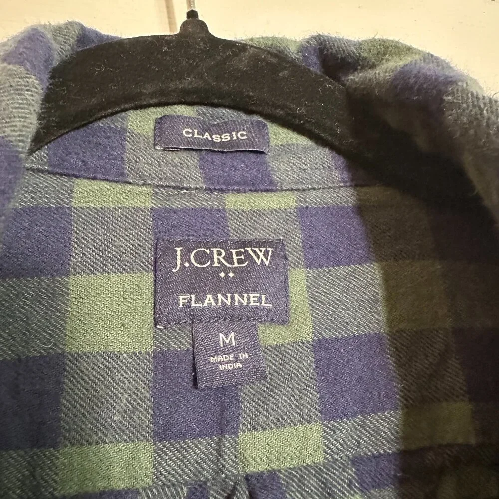 J.Crew - Classic Flannel Shirt Navy/Green Medium